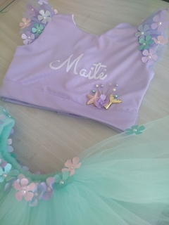 Conjunto Cropped personalizado e saia tutu sereia