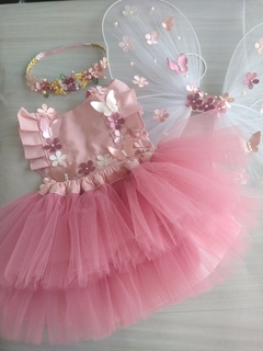 kit romper flores + saia rosé