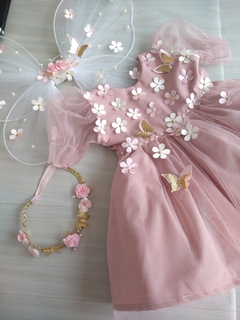 Vestido jardim rosé