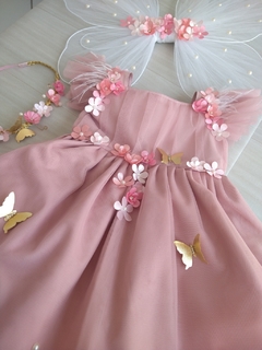 Kit Jardim Encantado rosé - Vestido e acessórios - Flora Vestindo Sonhos