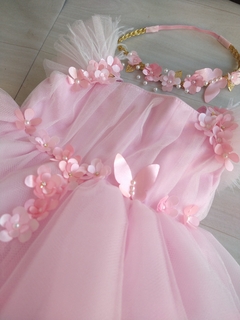Kit Jardim Encantado rosa bebê - Vestido e acessório de cabelo na internet