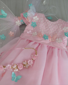 Kit Jardim Encantado Rosa Flores e Borboletas com sapatinho