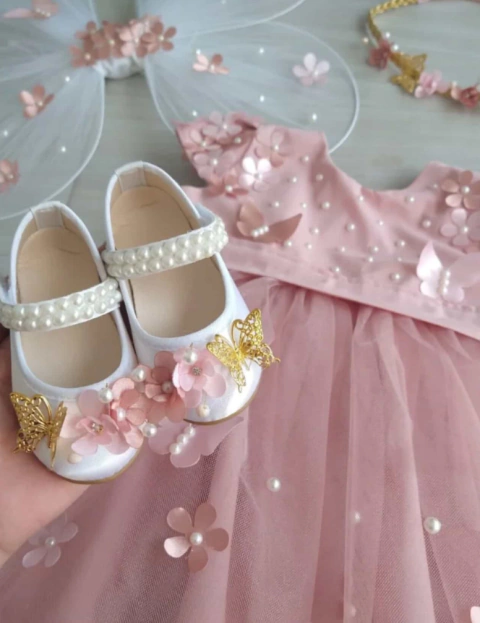 Sapatinho flores rosé - comprar online