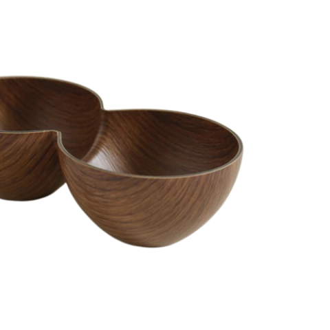 COPETINERO DOBLE DE PP SIMIL MADERA NOGAL 10X20X5,5 CM