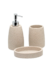 PIEDRA TRAVERTINO BEIGE SET X 3 DISPENSER VASO Y JABONERA