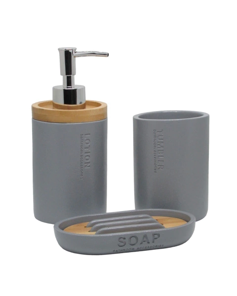 JGO. BAÑO x3 GRIS Y BAMBU – POLYRESINA