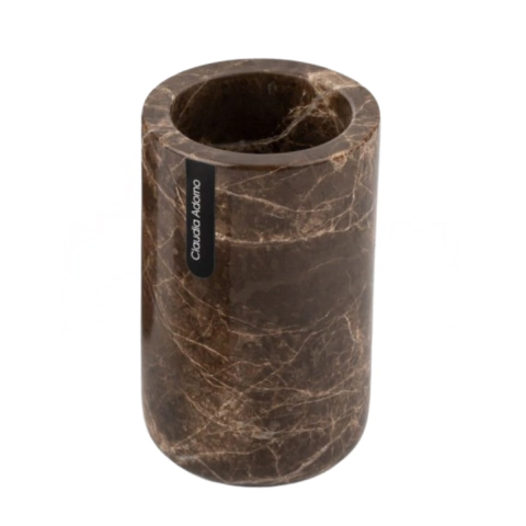 VASO PORTA CEPILLO DE DIENTES MARMOL MARRON LINEA EMPERADOR - comprar online