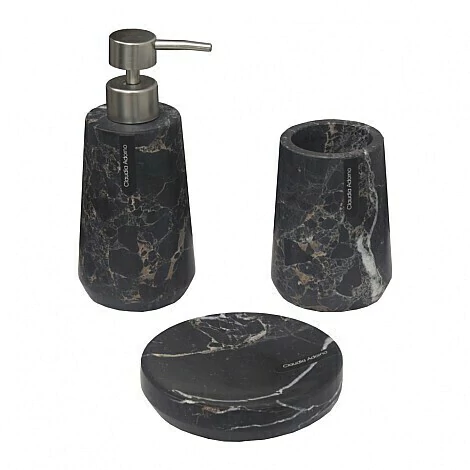 JUEGO DE BAÑO 3 PIEZAS MARMOL NEGRO PORTORO BATIK - comprar online