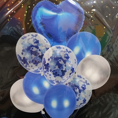 Imagen de KIT GLOBOS LISOS + CRISTAL CON CONFETTI + ESTRELLA O CORAZON