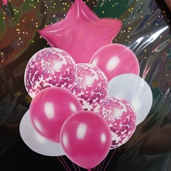 KIT GLOBOS LISOS + CRISTAL CON CONFETTI + ESTRELLA O CORAZON - tienda online