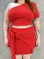 Conjunto Curto Feminino Um Ombro Só Manga Curta Plus