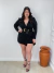Macaquinho Feminino Manga Longa Anarruga Com Cinto Plus Size - comprar online