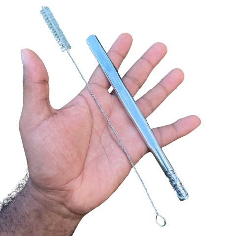 Bomba Tereré Fluxo Leve Inox Mais Escova Higiênica Tiuh