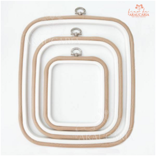 Bastidor Flexível Retangular de Plástico com Pingente Nurge (12.5x14.5cm, Bege)