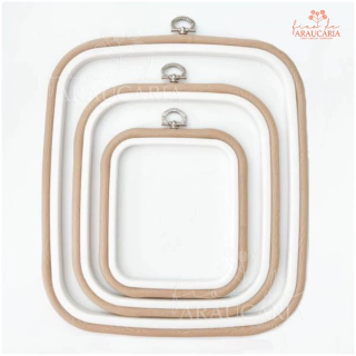 Bastidor Flexível Retangular de Plástico com Pingente Nurge (12.5x14.5cm, Bege)