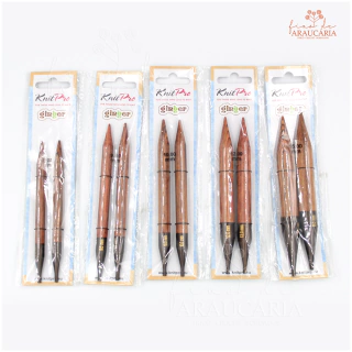 Par de Agulhas Circulares Intercambiáveis para Tricô Ginger Longas (3mm)