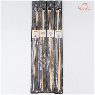 Par de Agulhas Retas para Tricô 35cm Bambu (2mm)