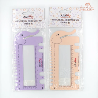 Régua Gabarito de Amostras e Agulhas com Cortador de Fios Knitpro (Rosa)