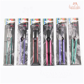 Par de Agulhas Circulares Intercambiáveis para Tricô Zing Longas (3mm)