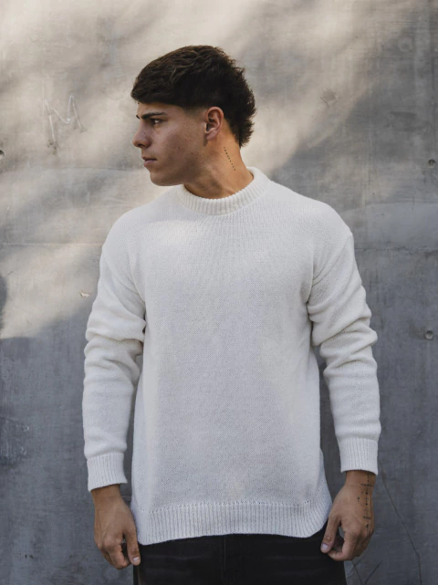SWEATER CUELLO REDONDO BLANCO (05856)