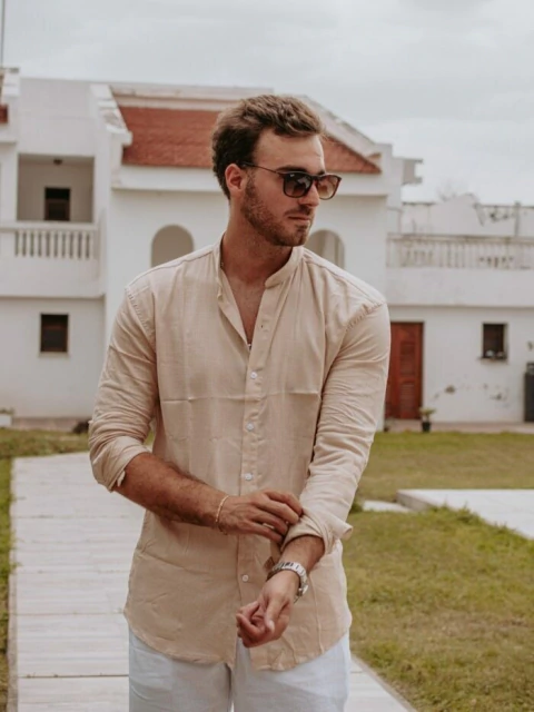 CAMISA MAO ML BEIGE (04086)