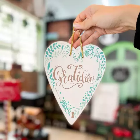 PLACA CORAÇÃO, GRATIDÃO