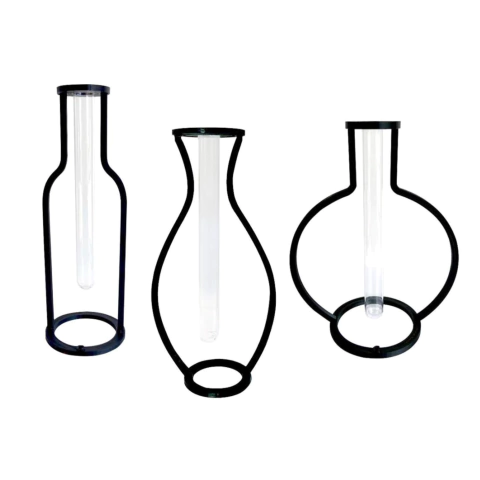 Kit 3 Vasos Minimalistas Preto