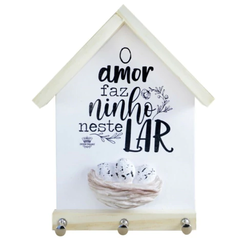 PORTA-CHAVE CASINHA O AMOR FAZ NINHO NESTE LAR