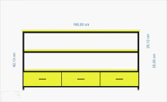 Rack 180x40x92 - 3 cajones