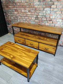 Rack de 3 cajones + Mesa Ratona - Cuarenta Home & Deco