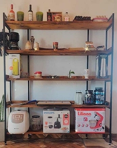 Biblioteca Estantería Hierro Madera Industrial Despensero CAÑOS BLANCOS