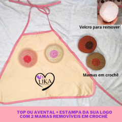Top ou Avental com 2 mamas removíveis em crochê