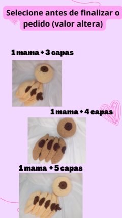 1 mama de crochê + capas mamilos diferentes na internet