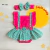 Romper junino xadrez verde e pink