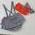 Conjunto suspensório com top com turbante zig zag ♥ azul marinho e laranja