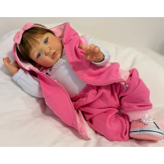 Bebê reborn realista menina , olhos azuis, laço, com corpinho de vinil silicone que pode tomar banho, feito artesanalmente por Ana Dolls.