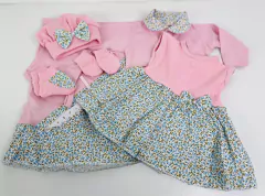 Kit Rosa estampado para bebê reborn menina até 50cm