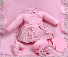 Kit Conjunto Rosa para bebê reborn menina até 50cm
