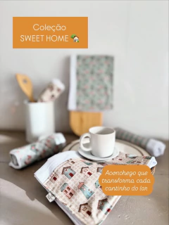 Kit 5 Panos de Prato com Saquinho Presenteável 100% Algodão- Sweet Home na internet