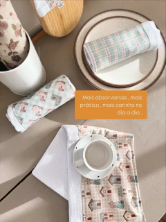 Imagem do Kit 5 Panos de Prato com Saquinho Presenteável 100% Algodão- Sweet Home