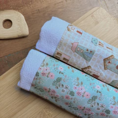 Kit 2 Panos de Prato com Saquinho Presenteável 100% Algodão - Sweet Home Vintage Love - Ceci Petit Home | Feito com Amor