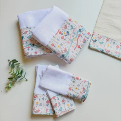 Kit 3 Fraldas de Boca Bebê 100% Algodão com Saquinho Presenteável - Sweet Bird