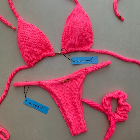 Biquíni "Dona de Si" Rosa Neon Texturizado