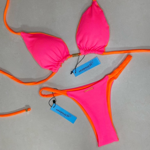 Biquíni Dona de Si Rosa e Laranja Neon