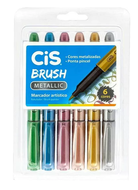 KIT CANETA BRUSH CIS METALIC - 6 CORES