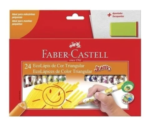 Lápis De Cor Faber Castell Jumbo 24 Cores + 1 Apontador