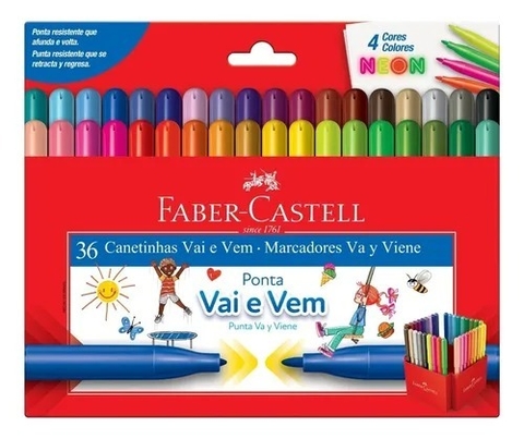 Canetinha Hidrocor Ponta Vai E Vem 36 Cores - Faber Castell