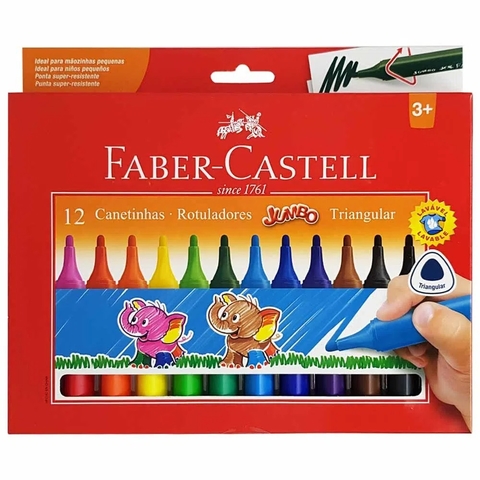 Canetinha Hidrográfica Jumbo Triangular 12 Cores - Faber Castell