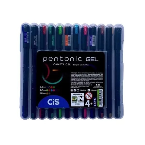 Kit Caneta Gel Cis Pentonic com 12 cores