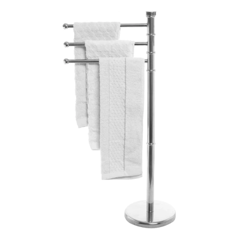 Toallero Perchero De Pie 3 Brazos Moviles Acero Cromado
